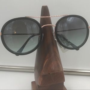 Tahari Black and Rose Gold Aviator Sunglasses
